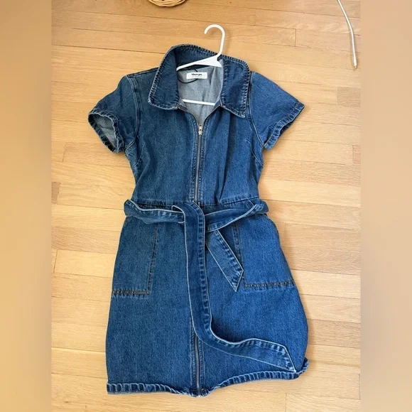 Showpo nandini mini dress denim tie - Picture 2 of 4